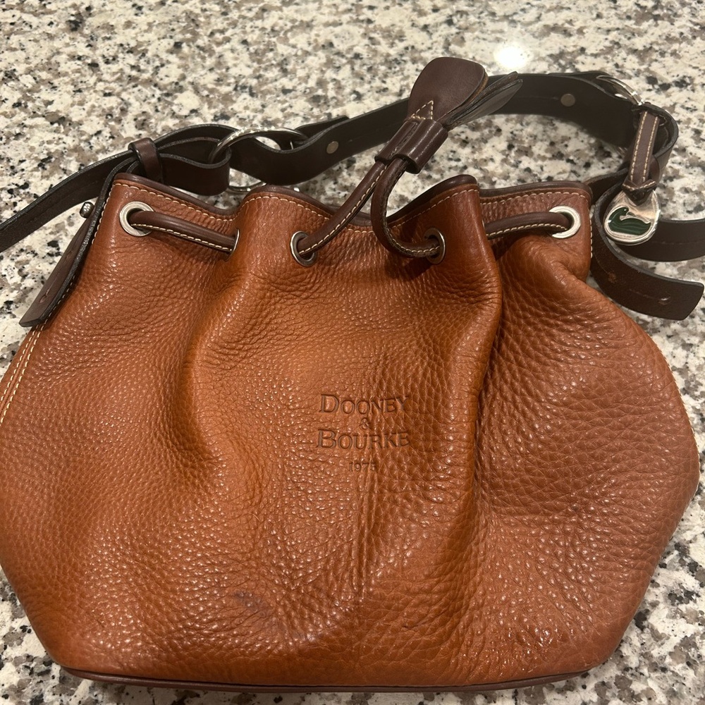 Dooney & Bourke Tan Leather Drawstring Bag